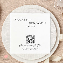 Servilleta De Papel Código QR del Boda minimalista Comparte tus fotos