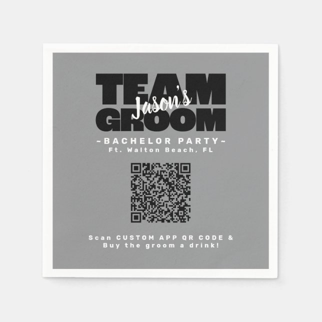 Servilleta De Papel Código QR Despedida de Soltero Comprar Bebida Equi (Anverso)