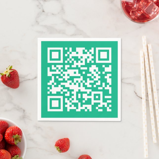 Servilleta De Papel Código QR editable Genera el tuyo | Verde turquesa (In situ)