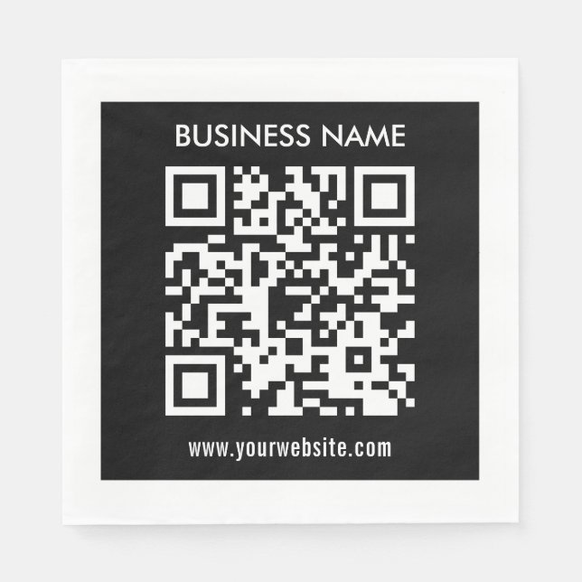 Servilleta De Papel Código QR editable (generado al instante) | Negro (Anverso)