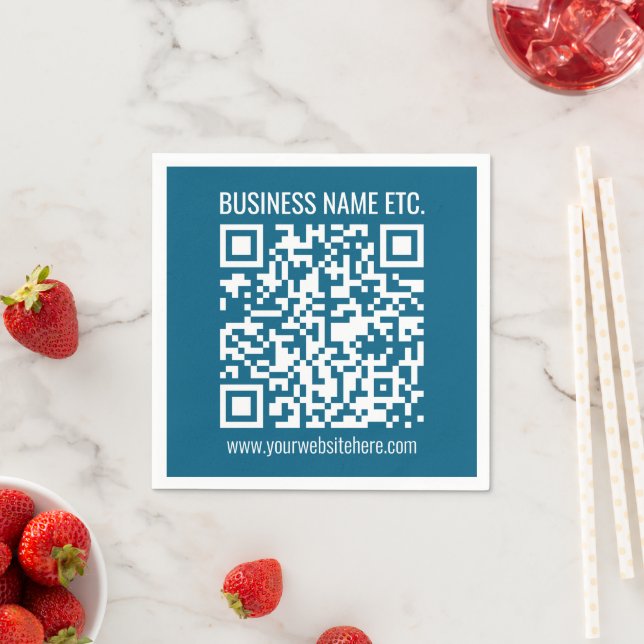 Servilleta De Papel Código QR Editable Océano Azul (In situ)