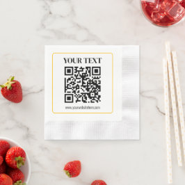 Servilleta De Papel Código QR editable y texto con borde de oro amaril