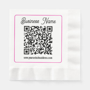 Servilleta De Papel Código QR escaneable con letra cursiva manuscrita