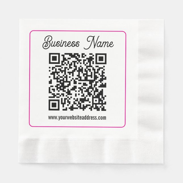 Servilleta De Papel Código QR escaneable con letra cursiva manuscrita (Anverso)