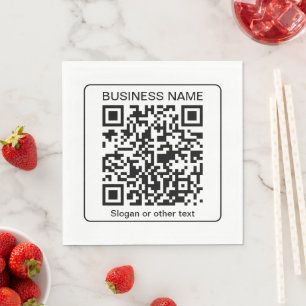 Servilleta De Papel Código QR escaneable editable + nombre de su empre