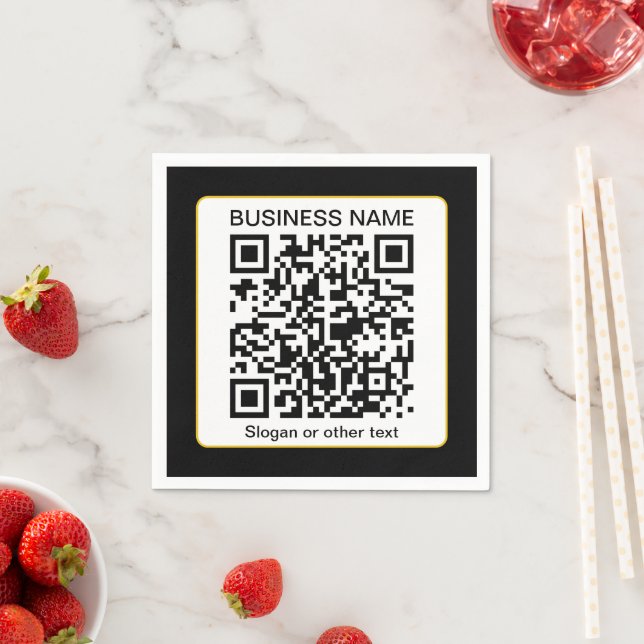 Servilleta De Papel Código QR escaneable editable + nombre de su empre (In situ)