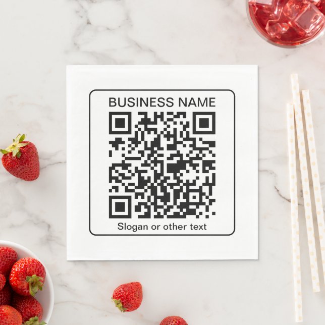 Servilleta De Papel Código QR escaneable editable + su nombre comercia (In situ)