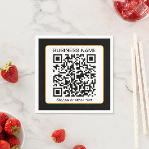 Servilleta De Papel Código QR escaneable editable + su nombre comercia