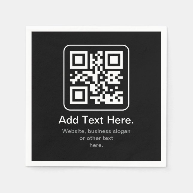 Servilleta De Papel Código QR escaneable moderno | Blanco, negro y gri (Anverso)