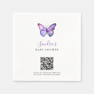 Servilleta De Papel Código QR Mariposa Baby Shower Compartir fotos