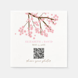 Servilleta De Papel Código QR para subir fotos de boda de flor de cere