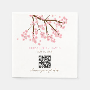 Servilleta De Papel Código QR para subir fotos de boda de flor de cere