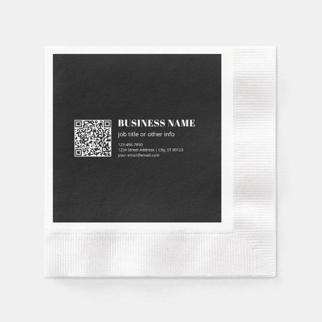 Servilleta De Papel Código QR personalizado y texto retro-moderno edit (Anverso)