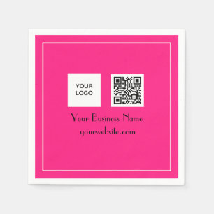 Servilleta De Papel Código QR rosa caliente Logotipo comercial Minimal