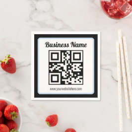 Servilleta De Papel Código QR y texto editables con borde azul claro