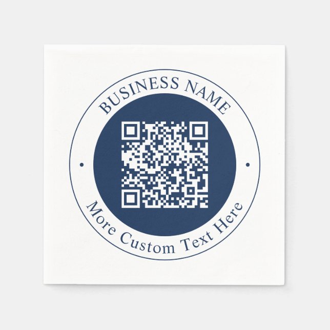 Servilleta De Papel Código QR y texto personalizables | Azul marino os (Anverso)