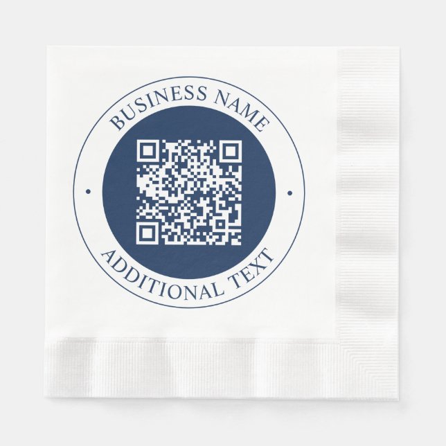 Servilleta De Papel Código QR y texto personalizables | Azul marino os (Anverso)