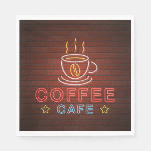 Servilleta De Papel Coffee Cafe Neon Rótulo