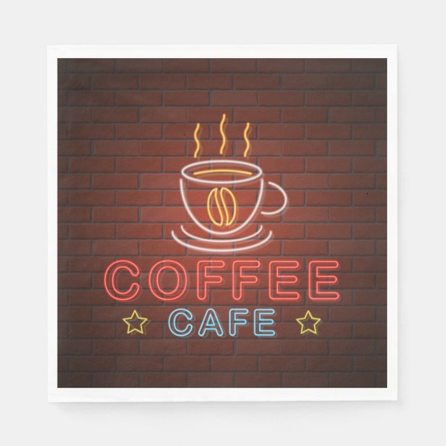Servilleta De Papel Coffee Cafe Neon Rótulo (Anverso)