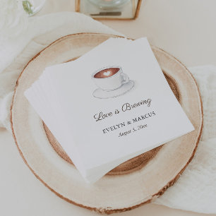 Servilleta De Papel Coffee Cup Love is Brewing Couples Wedding Shower