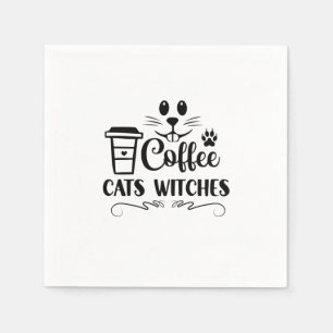 Servilleta De Papel Coffee de Halloween Cats Witts Cumpleaños