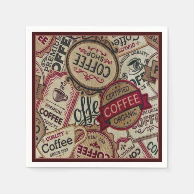 Servilleta De Papel Coffee Labels Collage Napkins (Anverso)