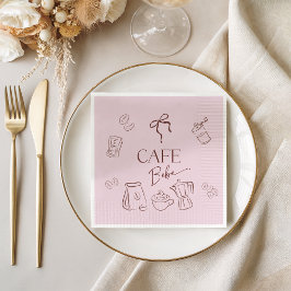Servilleta De Papel Coffee Theme Pink Bow Cafe Bebe Girl Baby Shower