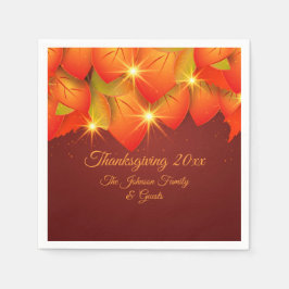 Servilleta De Papel Coincidencia Naranja de Acción de Gracias Leaf Nom