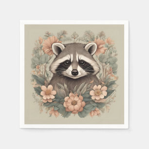 Servilleta De Papel Cojín decorativo Cottagecore Playful Raccoon