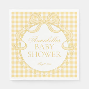 Servilleta De Papel Cojinete de encaje de gingham amarillo para postre