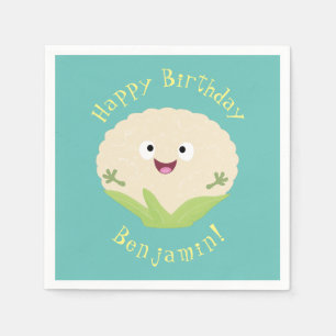 Servilleta De Papel Col rizada vegetal de dibujos animados feliz y lin