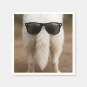 Servilleta De Papel Cola de perro con gafas de sol