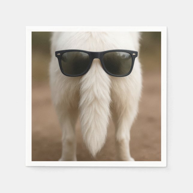 Servilleta De Papel Cola de perro con gafas de sol  (Anverso)