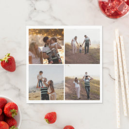 Servilleta De Papel Colage de Fotos Personalizadas de 4 Familias en Pa