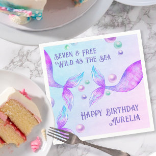 Servilleta De Papel Colas de Sirena Salvajes como el Mar Cumpleaños de