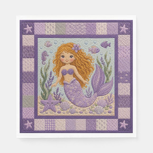 Servilleta De Papel Colcha Bonita Sirena Morada (Anverso)