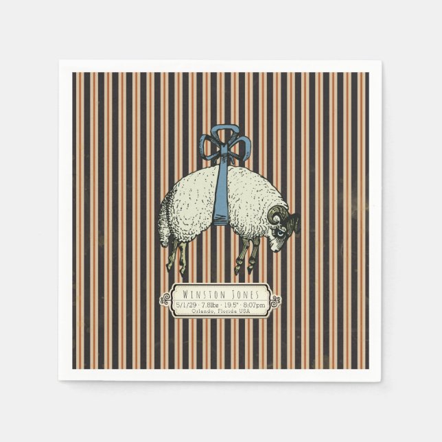 Servilleta De Papel Colección bonito Bow Sheep™ - Información de nacim (Anverso)