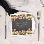 Servilleta De Papel Colección de Bodas de pizarra floral vintage<br><div class="desc">La colección vintage de bodas de pizarra floral es un diseño impresionante con bonitas flores de estilo vintage sobre un fondo de pizarra. Estas servilletas se pueden personalizar para su ocasión especial y harían del objeto perfecto para cualquier boda, ducha de novia, fiesta de compromiso, fiesta de cumpleaños y mucho,...</div>