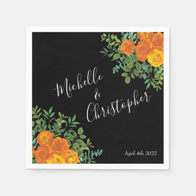 Servilleta De Papel Colección de Bodas góticos de Halloween negro y Na (Anverso)