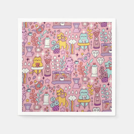 Servilleta De Papel Colección de gatos Personalizados Cuadros En Rosa