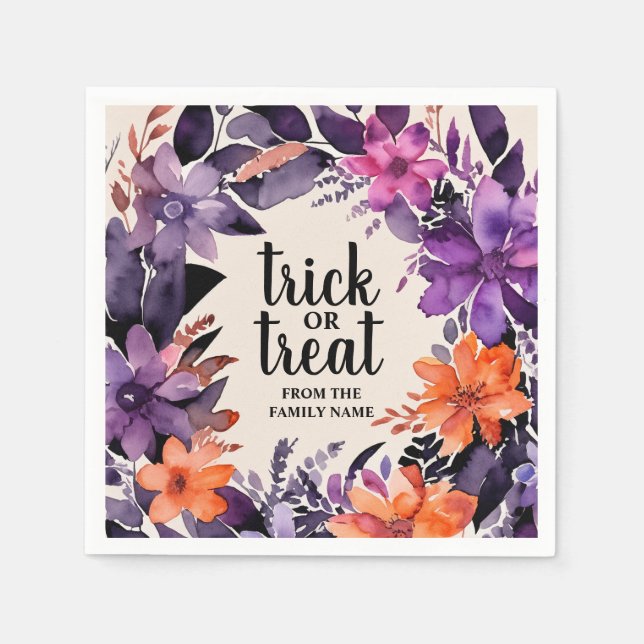 Servilleta De Papel Colección de guirnaldas florales de Halloween (Anverso)