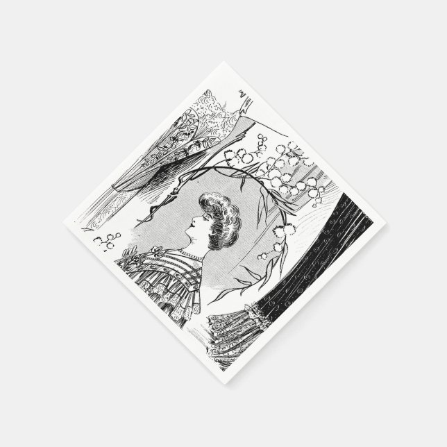 Servilleta De Papel Colección de ilustracion de moda retro (Borde)