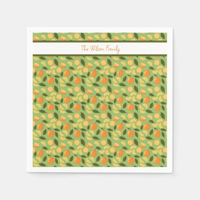 Servilleta De Papel Colección de patrones de cesta de frutas - Naranja (Anverso)