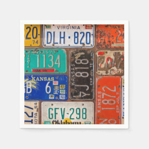 Servilleta De Papel Colección de placas de licencia Rusty Retro