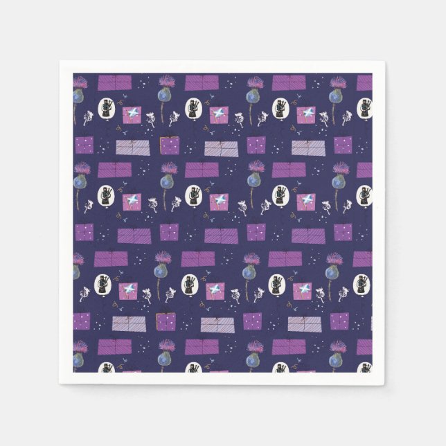 Servilleta De Papel Colección escocesa Cuchillas de guiño morado (Anverso)
