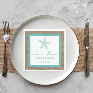 Servilleta De Papel Colección Turquoise Starfish Burlap Beach Wedding