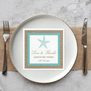 Servilleta De Papel Colección Turquoise Starfish Burlap Beach Wedding