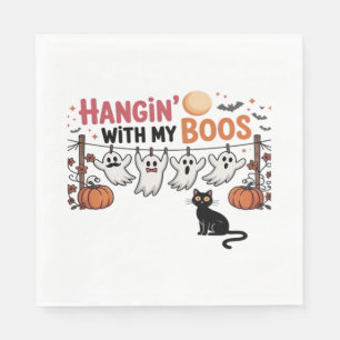 Servilleta De Papel Colgando con mis fantasmas sosteniendo gato negro