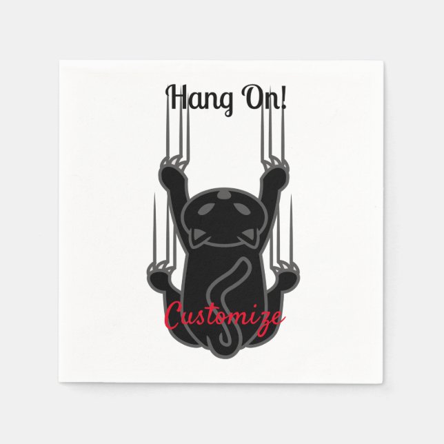 Servilleta De Papel Colgar en gato negro Thunder_Cove (Anverso)