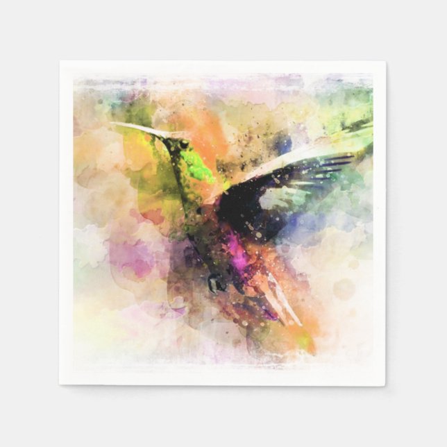 Servilleta De Papel Colibrí acuarela  (Anverso)